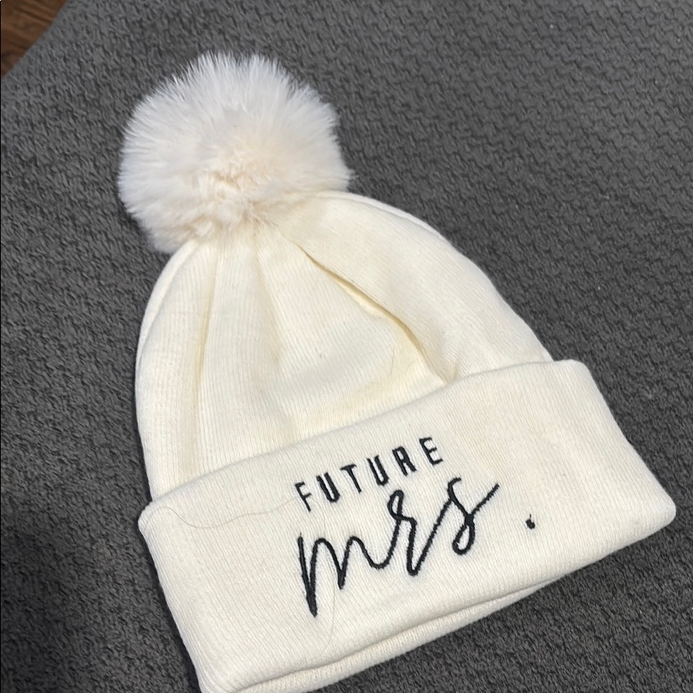 ⭐️2/$10 - cream colored future Mrs beanie